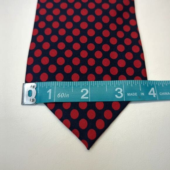 Faconnable 100% Silk Tie Made in France Blue and Red Dot Pattern - Picture 4 of 5